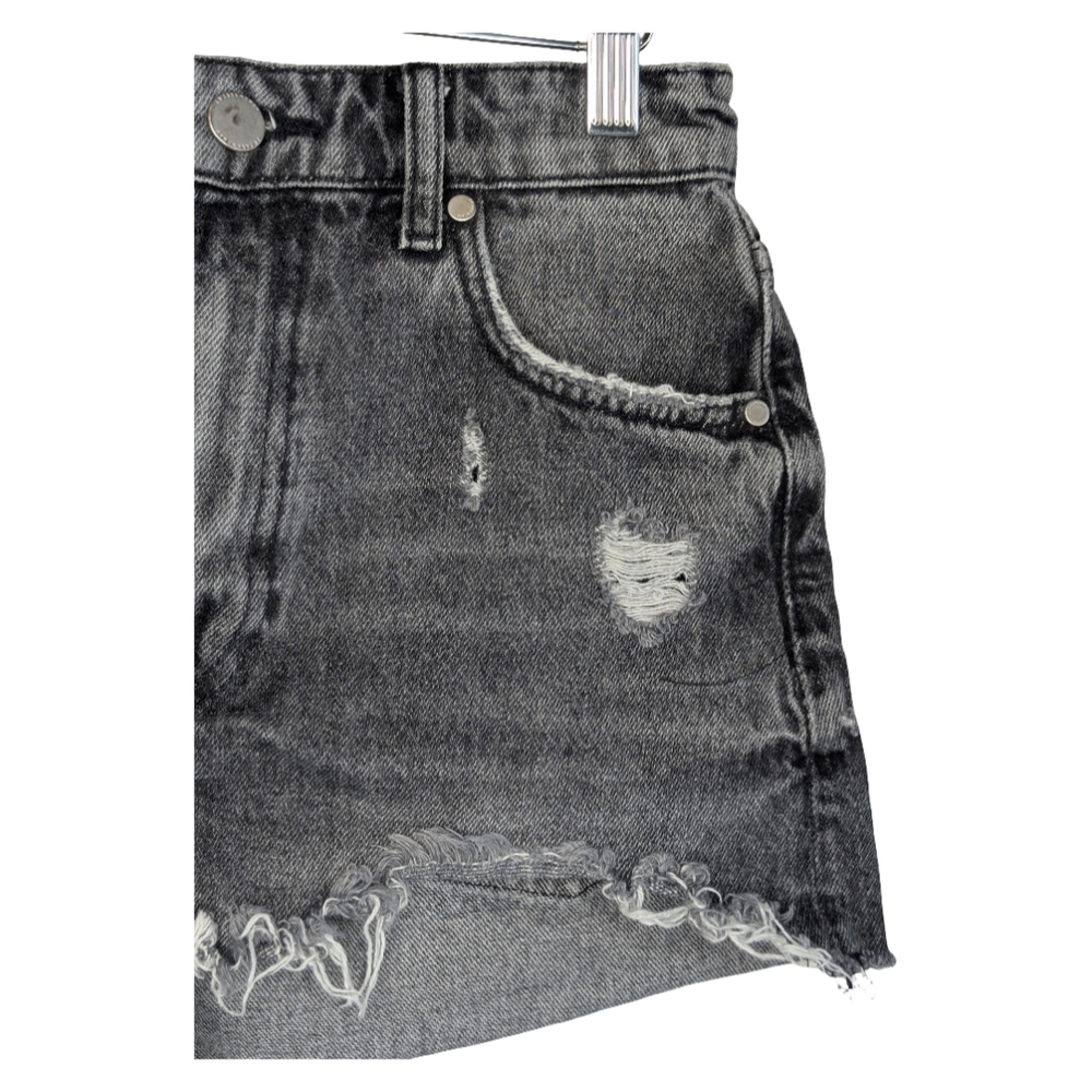 Zara Edgy Black Distressed Denim Festival Shorts | High Rise | Size 4, Small - Picture 2 of 6